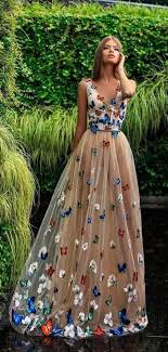 3d Floral Long Prom Dress Butterfly Princess Evening Gowns Formal Dresses Amyprom Eveningdress Butterfly Prom Dress V Neck Prom Dresses Cheap Evening Dresses