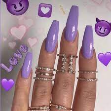 Ladies who wanna make their hands look so much cool with latest nail arts they are required to try one of this amazing nails designs. Amazon Com Tgirls Coffin Press On Nails Long Purple Fake Nails Acrylic Nails Glossy Full Cover Nails For Women And Girls 24pcs Purple Beauty