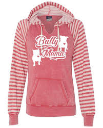 Bully Mama Striped Sleeve Raglan Hoodie Pitbull Hoodie American Bully Hoodie Pit Bull Sweater Pitbull Sweater Bully Sweater Bully Hoodie