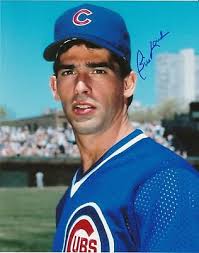 BILL LANDRUM CHICAGO CUBS ACTION SIGNED 8x10