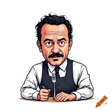 Comic Book Style Character of a Victorian Era Butler With a Mustache  created