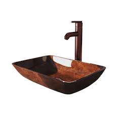 Layering paint and tinted glaze is the key to creating the look on just about any hard surface, whether the project piece is made of metal, plastic, wood or laminate. Vigo Glass Rectangular Vessel Bathroom Sink In Red And Brown Fusion With Seville Faucet An The Home Depot Canada