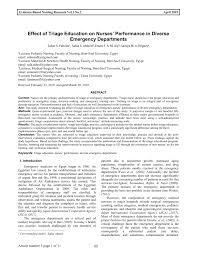Pdf Effect Of Triage Education On Nurses Performance In Diverse Emergency Departments