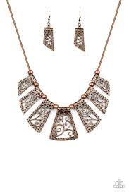 Vintage Vineyard Copper Paparazzi Necklace In 2021 Copper Necklace Matching Earrings Copper Chain