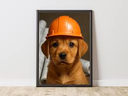 Construction Worker Pet Portrait: Custom Digital Art (digital Download,  6-hour Delivery)