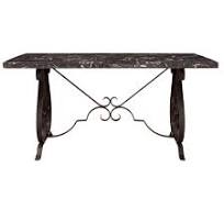 A Country French 19th century wrought iron and Grand Antique marble  center/dining table
