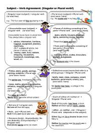 Singular subjects need singular verbs; Subject Verb Agreement Esl Worksheet By Vickyvar