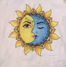 This canvas is 9 x 12. Half Sun Half Moon Google Search Moon Stars Art Moon Art Star Art