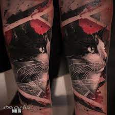 Amazing Tattoo By Thomascarlijarlier Member Of Overkame Tattoo Collective Follow Realistic Ink For More Amazi Cat Tattoo Manga Tattoo Black And Grey Tattoos