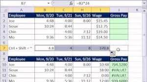 Gross pay for salaried employees is calculated by dividing the total annual pay for that employee by the number of pay periods in a year. Excel Magic Trick 722 Calculate Gross Pay For Week From Time Values In Range Hourly Wage Youtube