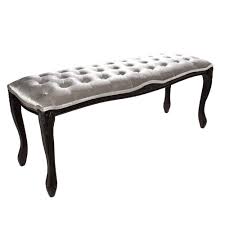 Edle Design Bank Boutique 115cm Samt Silbergrau Sitzbank Flur Schlafzimmer