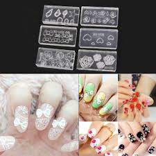 6 Sztuk Moda Trwala 3d Akrylowe Formy Dla Nail Art Dekoracje Diy Silikonowe Projektowanie Nail Art Szablony Wzor Manicure U Nail Art Diy Manicure Nail Manicure