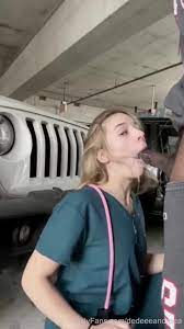 Dedeeeandreea - Horny Blonde Nurse Fucked in the Public Parking Lot - 4k