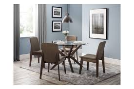 Dimensions :60 cm wide48 cm seat depth 46 cm seat height82 cm back rest height. Julian Bowen Chelsea Walnut And Glass 120cm Round Dining Table And 4 Kensington Chairs Furnitureinstore