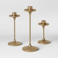 Check out results for candle holder gold 11 X 4 Set Of 3 Tapers Cast Aluminum Candle Holder With Brass Finish Gold Threshold Target