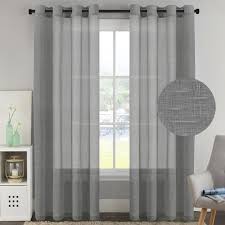 Eclipse kerry geo room darkening curtain panel. H Versailtex Natural Linen Poly Mixed Semi Sheer Grey Curtains Energy Saving Nickel Grommet Window Curtain Panels For Bedroom Set Of 2 52x96 Inch Walmart Com Walmart Com