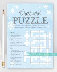 These free, printable baby shower word search puzzles make a great baby shower game or activity that the guests can complete during the gift opening. Baby Shower Crossword Puzzle Game Baby It S Cold Outside Etsy Baby Shower Winter Outside Baby Showers Baby Shower