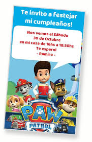 Invitaciones, marcos para fotos, etiquetas, toppers, imagenes, caja. 29 Invitaciones Paw Patrol Whatsapp Digital
