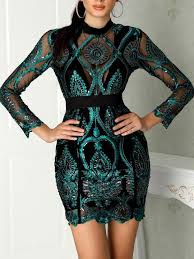 Premium See Through Sequins Cocktail Party Dress Fashion Party Dress Cocktail Dress Party