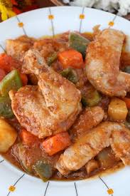 Chicken Afritada Is A Filipino Dish Of Tomato Based Stewed Chicken With Carrots In 2020 Chicken Afritada Recipe Healthy Chicken Recipes Indian Food Recipes Vegetarian