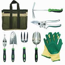 8 Piece Stainless Steel Garden Tools Set With Garden Gloves And Garden Tote For Digging Planting Gardening Kit Garden Tool Set Garden Tools Gardening Tool Kit
