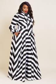 Black And White Striped Maxi Skirt Plus Size Maxi Dress With Bold Striped Pattern Bow Attached On The Neckline Puffed Sleeves Model Is 5 8 And Is Wearin African Maxi Dresses Maxi Dress Cheap Club Dresses