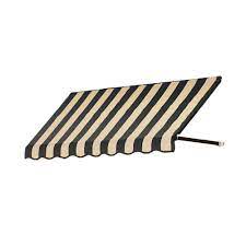 Awntech 4 38 Ft Wide Dallas Retro Window Entry Awning 31 In H X 24 In D Black Tan Awning Retro Patio Awning