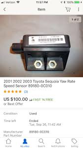 I've had an error c1234, meaning left rear 2001 toyota sequoia vsc and trac off lights are on. Yaw Sensor Toyota Sequoia 4 7 L 2001 Goda Na Drive2