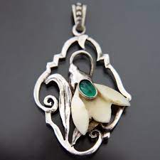 Jugendstil Masterpiece Snowdrop Flower Pendant Silver 800 Art Nouveau Jewelry Antique Silver Jewelry Flower Pendant
