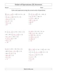 The Order Of Operations With Negative And Positive Integers And No Exponents Five Steps D Math Workshee In 2020 Order Of Operations Framed Words Math Word Problems