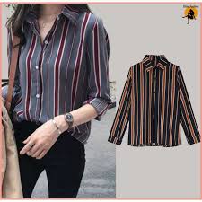 Jual beli online aman dan nyaman hanya di tokopedia. Import Kemeja Wanita Model Korea Potongan Longgar Lengan Panjang Motif Garis Vertikal 9042 Terbaru Juli 2021 Harga Murah Kualitas Terjamin Blibli