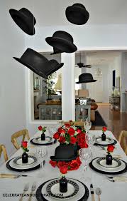Derbys And Top Hats Hang Above A Table Celebrating The Graduate With Hat S Off To You Mens Birthday Party Birthday Party Decorations 50th Birthday Party