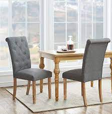 O K Furniture Solid Wood Tufted Dining Chairs Fabric Dining Room Chair Set With Arched Backrest Farmhouse Dining Chairs Farmhouse Dining Tufted Dining Chairs