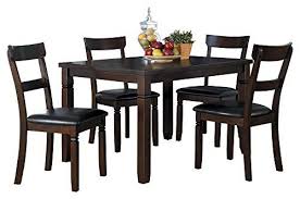 Offenberg 5pc Dining Set Table 4 Chair In Dark Brown Dining Table Chairs Dining Table Setting Table And Chair Sets