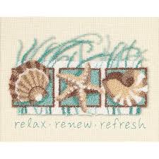 These crochet afghan patterns will not only be great, fresh accents to your home, but will also soothe and relax you while you these crochet afghan patterns will remind you of vacation. Amazon Com Dimensions Relax Renew Refresh Beach Seashells Punch Needle Embroidery Craft Kit 10 X 8 Arts Crafts Sewing