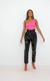 Basic Neon Pink One Shoulder Jersey Crop Top Neon Pink Tops Crop Tops Neon Pink