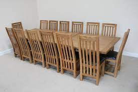Dining table widths are commensurate with table sizes, of course, but the minimum dining table width for place settings as well as serving pieces, is 3 feet. Large Dining Table Seats 10 12 14 16 People Huge Big Tables Oak Dining Sets Dining Room Table Round Dining Room Sets