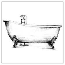 Vintage Bathtub Sketch Wall Art Traditional Prints And Posters By Designs Direct Autocad drawing of a bathtub fixing detail. vintage bathtub sketch wall art canvas