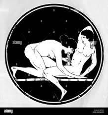 Gente, amor  sexo  erotismo, mujer y hombre teniendo sexo oral,  ilustración en un tazón de fuente Attic, pene, hetaera, prostituta,  prostitución, histórico, histórico, felatio, Mundo Antiguo, mundo antiguo,  mujeres, mujeres,