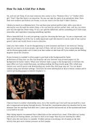 Intimacy involves learning more about what the other person values. How To Ask A Girl For A Date