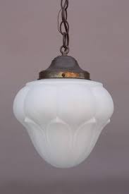 Acorn Shaped 1930s Milk Glass School House Pendant 2 Art Deco Lighting Milk Glass Vintage Light Fixtures