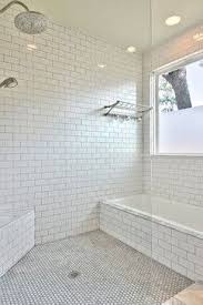 Willow Transitional Bathroom White Subway Tile Walls And Carrara Hex Floor W Dark Grout Subway Tile Showers White Subway Tile Shower Tile Bathroom