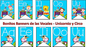 Material interactivo de sílabas para preescolar y primaria. Bonitos Banners De Las Vocales Unicornio Y Circo Material Didactico Y Planeaciones