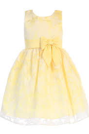 Yellow Satin Burnout Organza Spring Easter Dress Girls M729 Girls Easter Dresses Dress For Girl Child Baby Girl Yellow