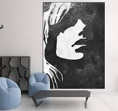 Artwork Abstract Woman Painting Black And White Black White Minimalist Abstract Painting Woman Face Silhouette Large Acrylic Painting Black And White Minimalist Wall Art Abstract Painting Silhouette Art Abstract
