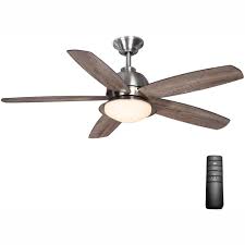 Its mounting surface is durable and resistant to wear. Home Decorators Collection Ackerly 52 In Indoor Outdoor Integrated Led Brushed Nickel Damp Rated Ceiling Fan With Light Kit And Remote Control 56019 The Home Depot
