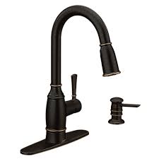 Moen Noell Single Handle Pull Down Sprayer Kitchen Faucet With Reflex And Soap Dispenser In Mediterranean B Bronze Kitchen Faucet Kitchen Faucet Bronze Kitchen