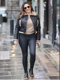 (photo by neil mockford/gc images). Heart Radio Studios Kelly Brook Leather Shearling Jacket Kelly Jacket