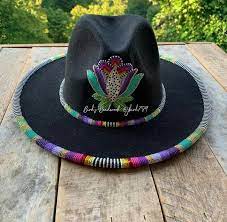 Pin By Ll Barnes On Beaded Hat Beaded Hat Brim Beaded Hat Bands Beaded Hat Band