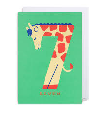 Number Seven Giraffe Lagom Design Giraffe Greeting Card Design